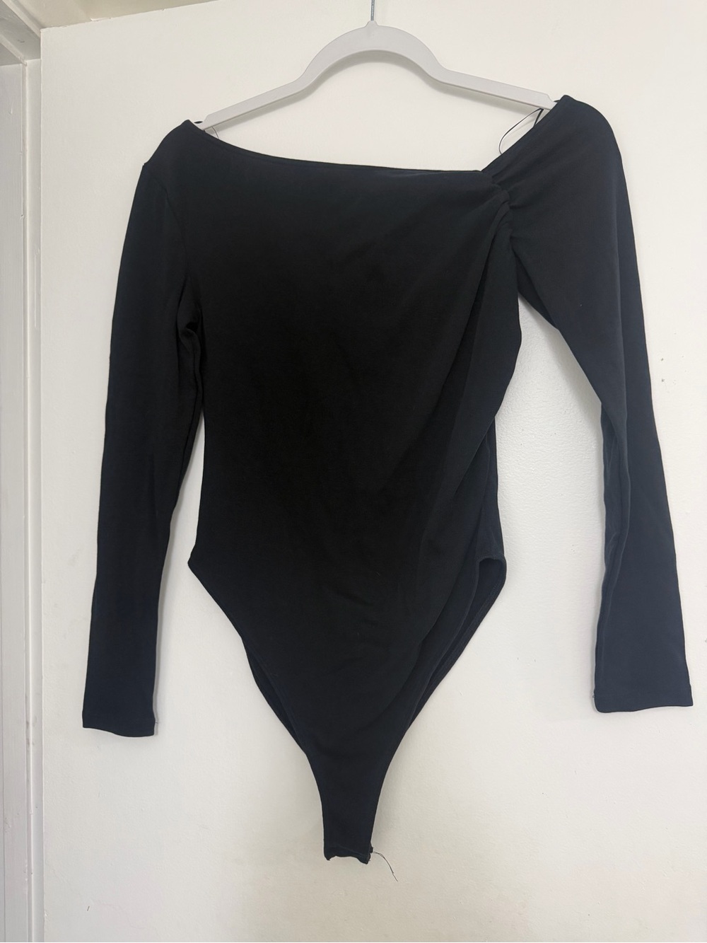 Zara Black Long-Sleeve Off-Shoulder One-Piece Bodysuit